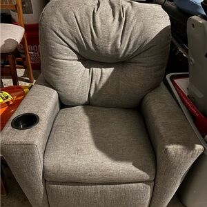 Kids Gray Recliner Chair with Cup Holder